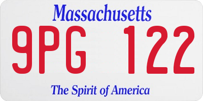 MA license plate 9PG122