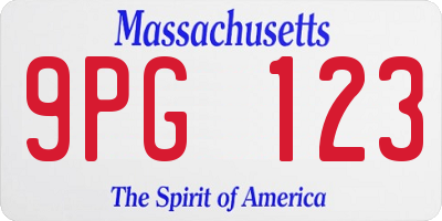MA license plate 9PG123