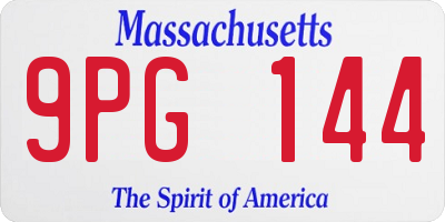 MA license plate 9PG144