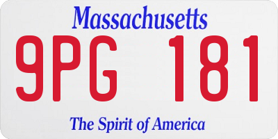MA license plate 9PG181