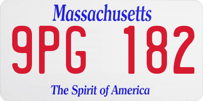 MA license plate 9PG182