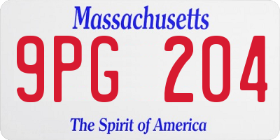 MA license plate 9PG204