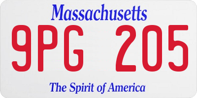 MA license plate 9PG205