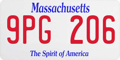 MA license plate 9PG206