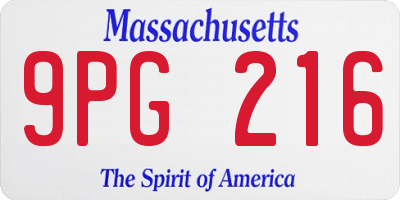 MA license plate 9PG216