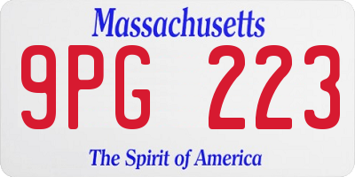 MA license plate 9PG223