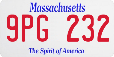 MA license plate 9PG232