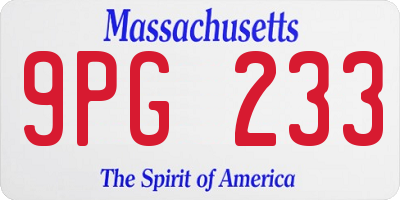 MA license plate 9PG233