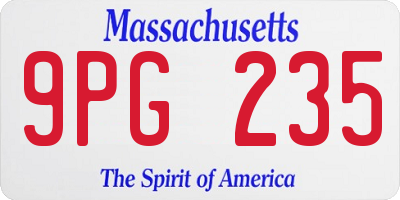 MA license plate 9PG235