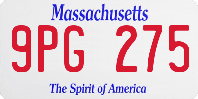 MA license plate 9PG275