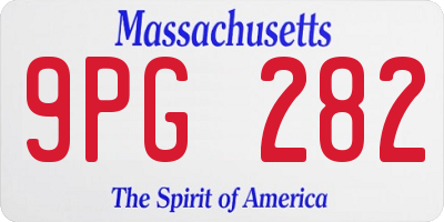 MA license plate 9PG282