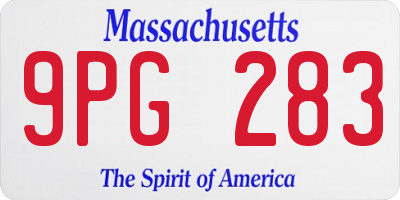 MA license plate 9PG283