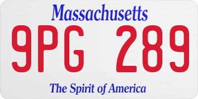 MA license plate 9PG289