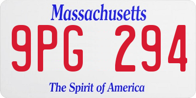 MA license plate 9PG294
