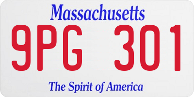 MA license plate 9PG301