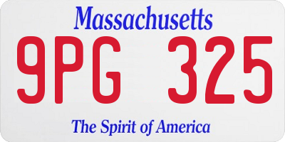MA license plate 9PG325