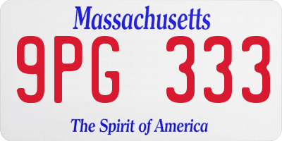 MA license plate 9PG333