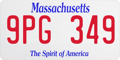 MA license plate 9PG349