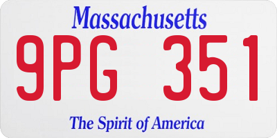 MA license plate 9PG351