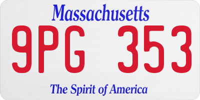MA license plate 9PG353
