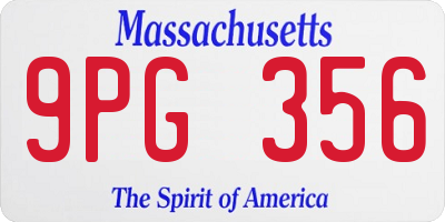 MA license plate 9PG356