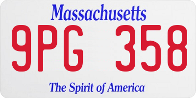 MA license plate 9PG358