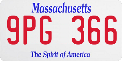 MA license plate 9PG366