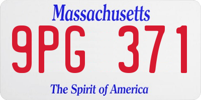 MA license plate 9PG371
