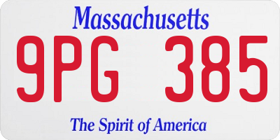 MA license plate 9PG385