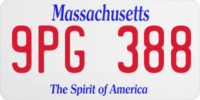 MA license plate 9PG388