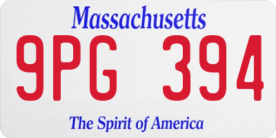 MA license plate 9PG394
