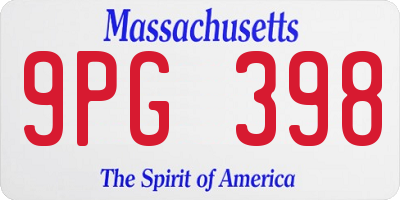 MA license plate 9PG398