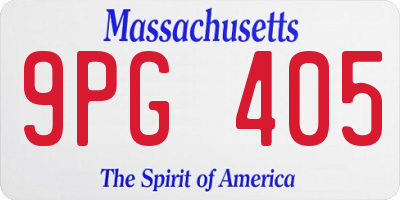 MA license plate 9PG405