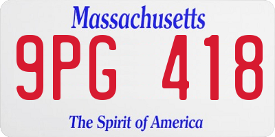 MA license plate 9PG418