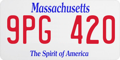 MA license plate 9PG420