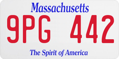 MA license plate 9PG442