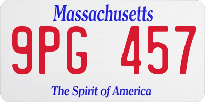 MA license plate 9PG457