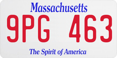 MA license plate 9PG463