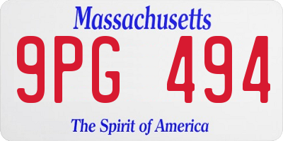 MA license plate 9PG494