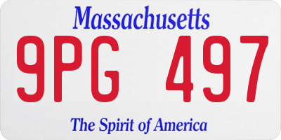 MA license plate 9PG497