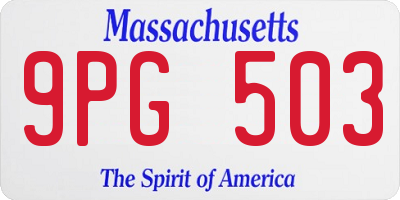 MA license plate 9PG503