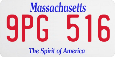 MA license plate 9PG516