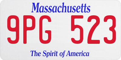 MA license plate 9PG523