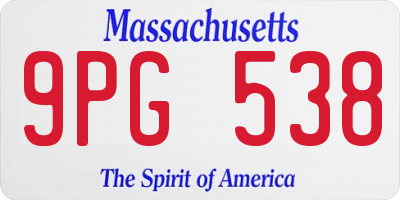 MA license plate 9PG538
