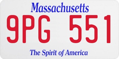 MA license plate 9PG551