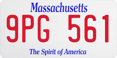 MA license plate 9PG561