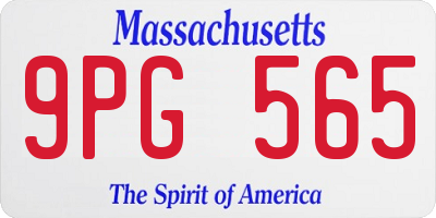 MA license plate 9PG565
