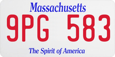 MA license plate 9PG583