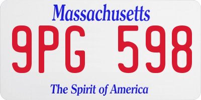 MA license plate 9PG598