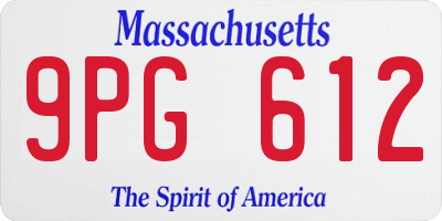 MA license plate 9PG612